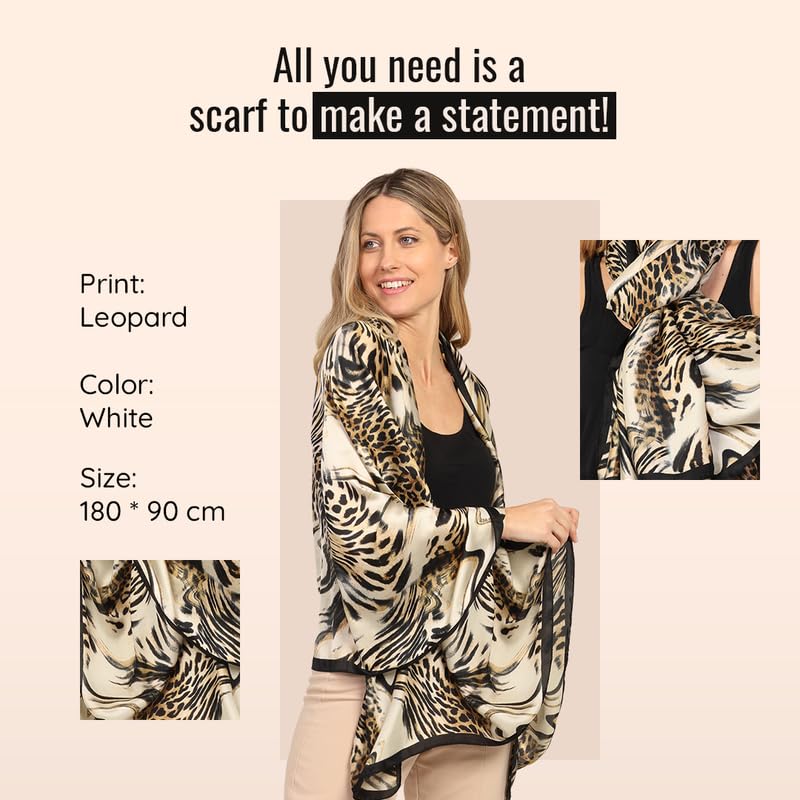 Image of Trillion London Spring Collection | Designer Silk Scarf For Women UK | Lightweight Neck Scarves | Shawl Wraps | Suitable for Daily Life | Smooth & Soft Finish | Gift for Women | Size-180cm x 90cm