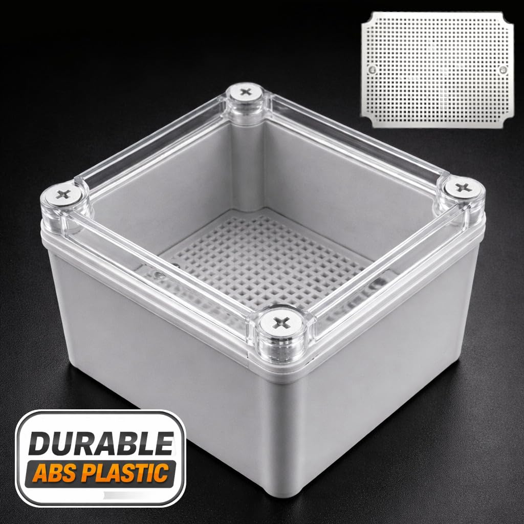 MGI SpeedWare Electrical Junction Box with Mounting Plate and IP67 Waterproof Clear Transparent Cover (4.7" x 4.7" x 3.5")