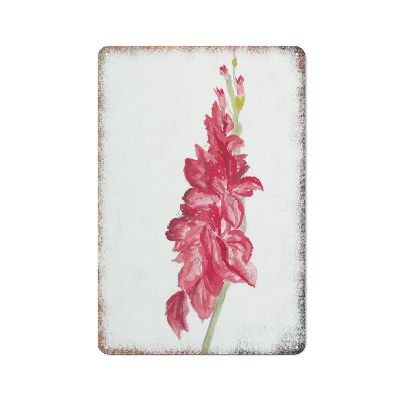 Gladiolus Simple Watercolor Plaque, Fresh Floral Home Wall Decor, Cafe Garage Cute Ornament,8x12 Inch