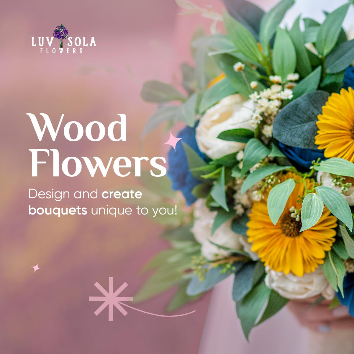 Sola Wood Flowers Wooden Flower Raw Random Assortment - 50 Pack