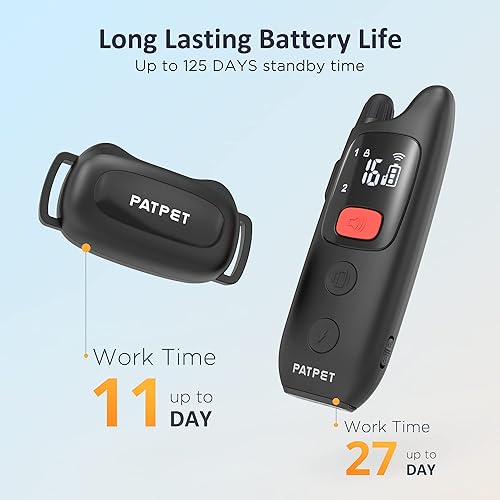 Miniatura 6 de PATPET Collar de choque para perros con control remoto, collar de entrenamiento impermeable para perros pequeños, medianos y grandes con pitido,