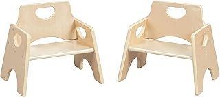 ECR4Kids Stackable Wooden Toddler Chair, 6in, Kids Furniture, Natural, 2-Pack