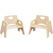 ECR4Kids Stackable Wooden Toddler Chair, 6in, Kids Furniture, Natural, 2-Pack