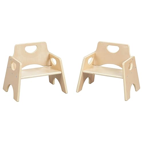 Miniatura 20 de ECR4Kids Silla apilable de madera para niños pequeños, 8 pulgadas, muebles para niños, natural, paquete de 2 Natural,Gris (Grey Wash),Blanco