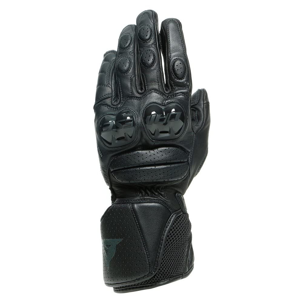 Dainese - Impeto Gloves, Leather Motorbike Gloves with Knuckle Protectors, Touchscreen Compatibility, Unisex Motorcycle Gloves, for Men or Women, Black/Black, M