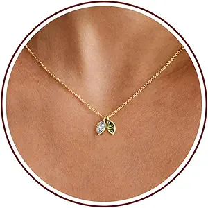 Birthstone Necklace for Women Dainty Gold Necklace with 2 Birthstone Christmas Stocking Stuffers Teen Girl Gifts Trendy Stuff Birthday Gift Moms 2025 Graduation Gift Adjustable Anniversary Jewelry for Daughter Girlfriend Friend