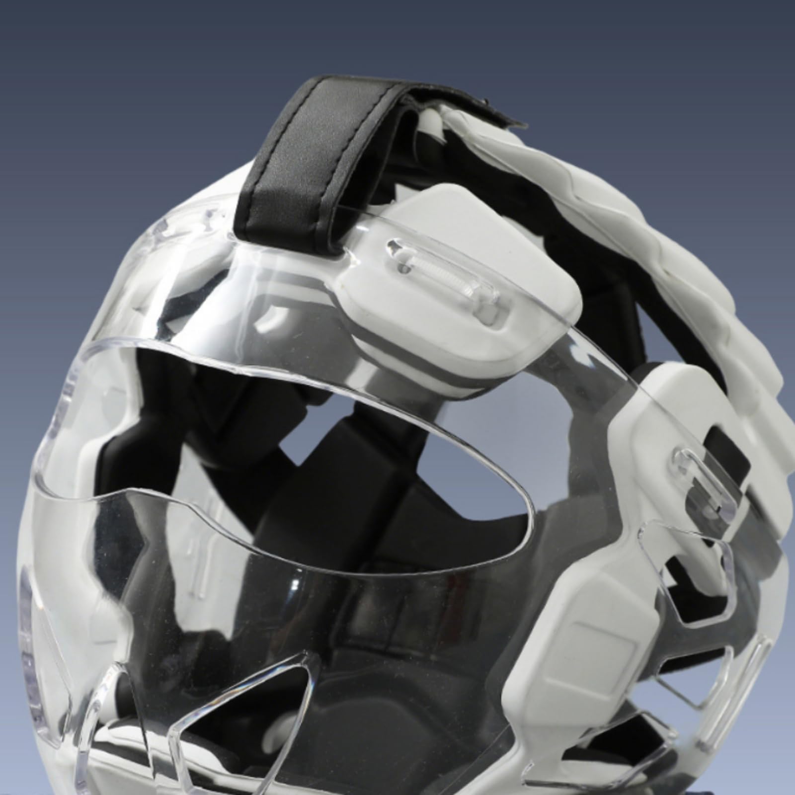 Casco da Combattimento Casco Protettivo con Visiera Casco da Allenamento Casco per Arti Marziali con Visiera Integrale Trasparente Antiurto con