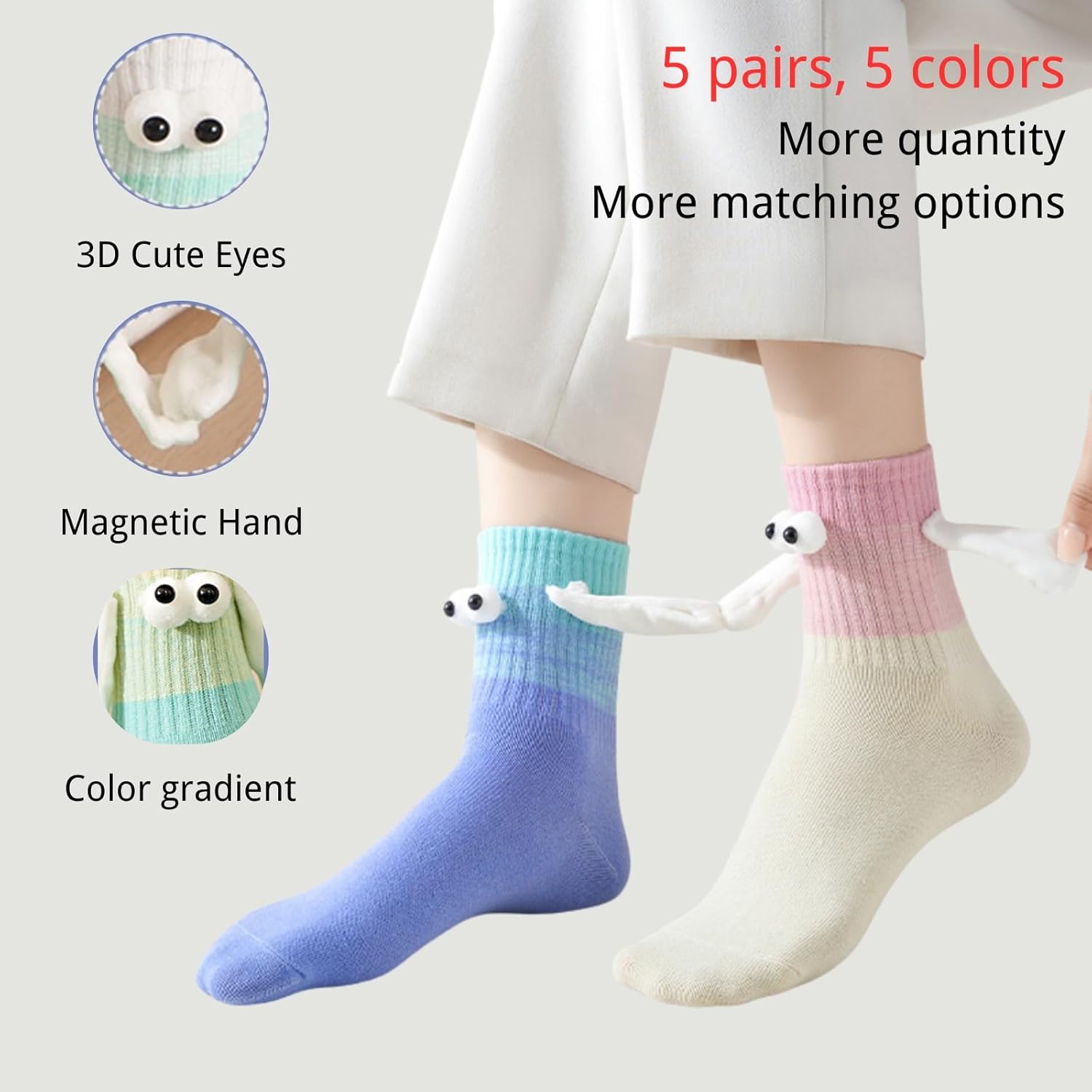 Holding Hands Socks - Hand Holding Socks - Magnetic Sock - Funny Gifts for Women & Men, Teens, Couples, Friends - Image 2