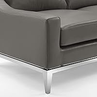 Vista 7 de Modway Arnés de sofá de cuero de 83.5" en gris con base de acero inoxidable