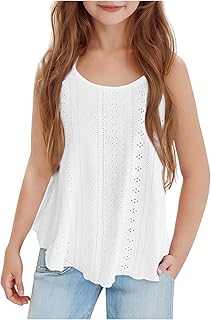 Camiseta Tirantes para Niñas,Camiseta Interior Elástica Entallada Espalda Estilo Nadadora Casual Tank Top Verano Suave Cómoda Color Lisa Camisetas Sin Mangas Ropa Niña Adolescente 5-15 Años
