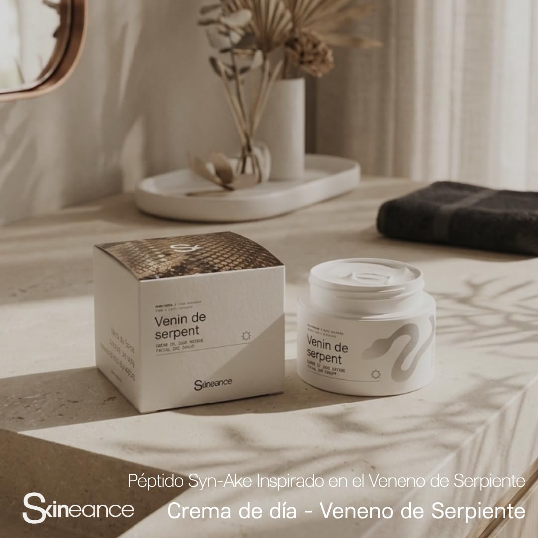 SKINEANCE - Set de crema de veneno de serpiente de 2 - Número 1 en Francia en la telecompra - Ingredientes activos anti-edad - Reduce las arrugas de expresión, la piel rugosa, y las ojeras