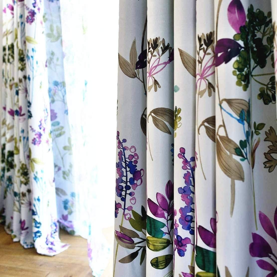 MYRU Blackout Curtains for Bedroom & Living Room – 2-Layer Lined, Purple & Blue Floral Design, 39" W x 84" L (1 Pair). Blocks Light, Enhances Privacy & Style.