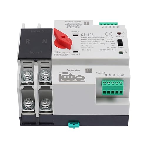 Miniatura 32 de Interruptor de transferencia automática, 250A 4P Industrial Dual Power Generator Changeover Switch, Mini AC110V/60hz (4P 250A)