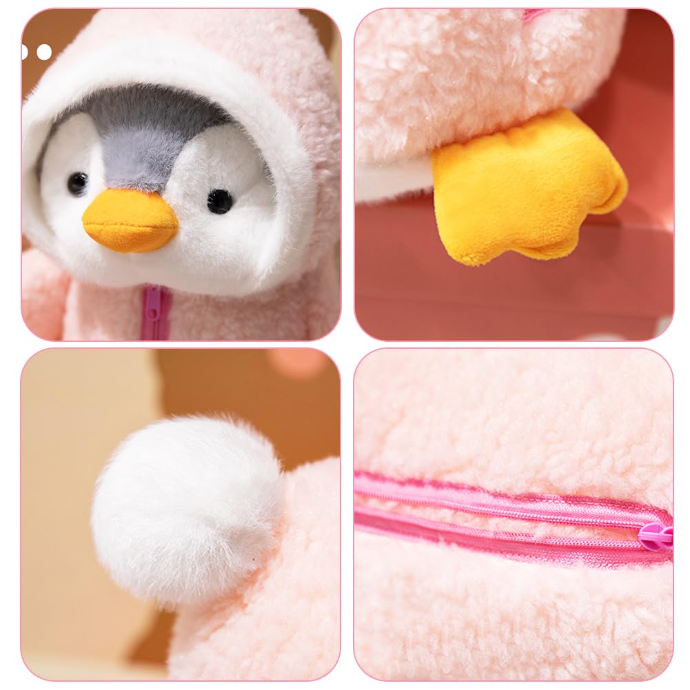 Peluche Pinguino Rosa 25 Cm - Bambola Morbida Con Ripieno In Cotone, Regalo Per Bambini E Collezionisti