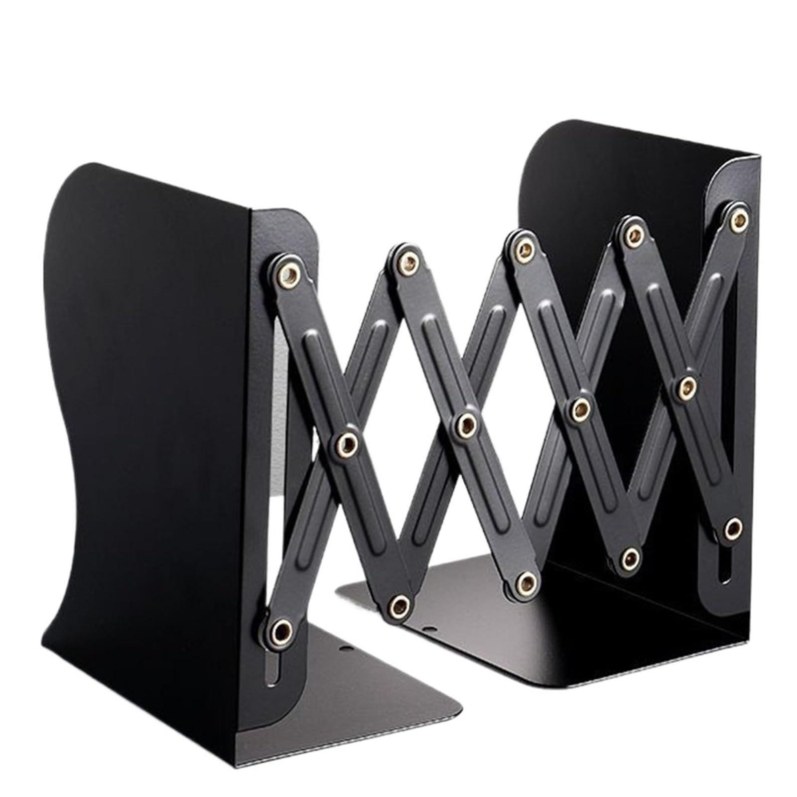 Bookends Retractable File Sorter Rack Foldable Home Office Display Bookshelf Magazine Metal Bookstand Bookends(Black)