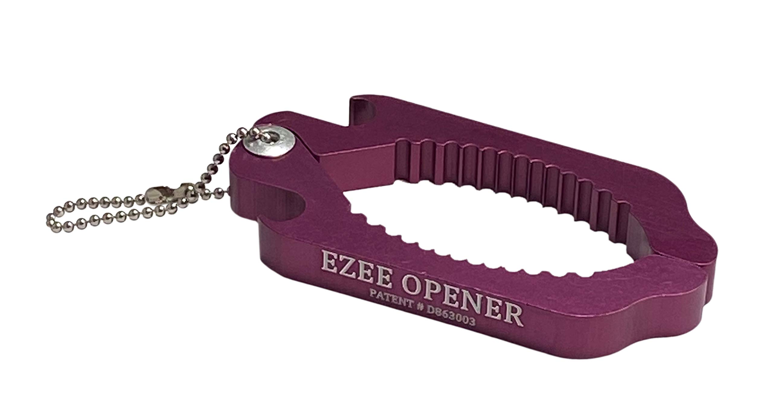 Ezee Opener - (Purple) Aluminum Keychain Multi use opener - perfect for arthritis and weak hands - opens to 2 1/2