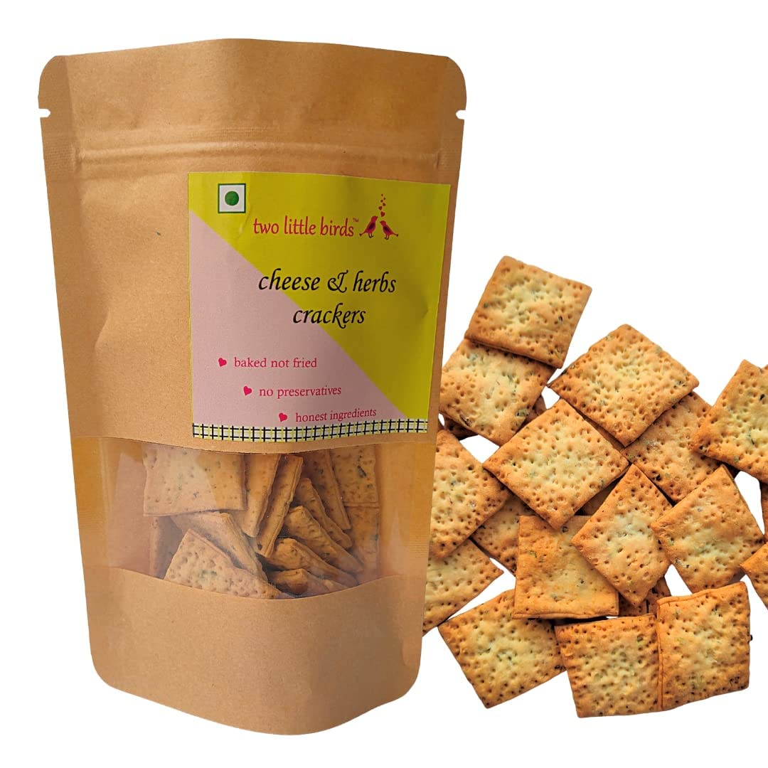 two little birds Cheese & Herbs Crackers - Italian Herbs and Cheese Flavoured| Baked Not Fried| Eggless, Handmade, Freshly Baked Snacks Chips| No Added Preservatives or Palm Oil| 120Grams (Pack of 1) (B0B7287SFC) Amazon Price History, Amazon Price Tracker