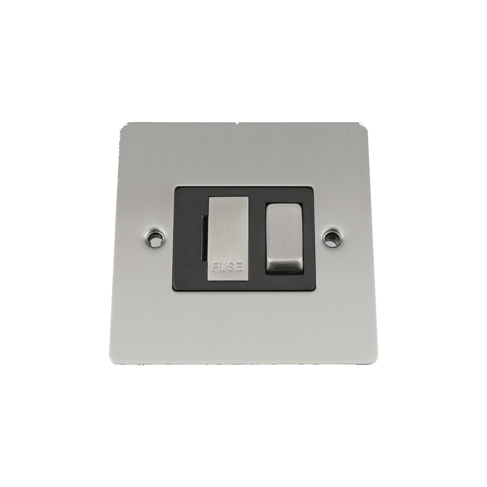 A5 Products Black Fused Switch - Satin Matt Chrome Flat - Insert Metal Rocker Switch - 13 Amp Switched Fused Spur Unit