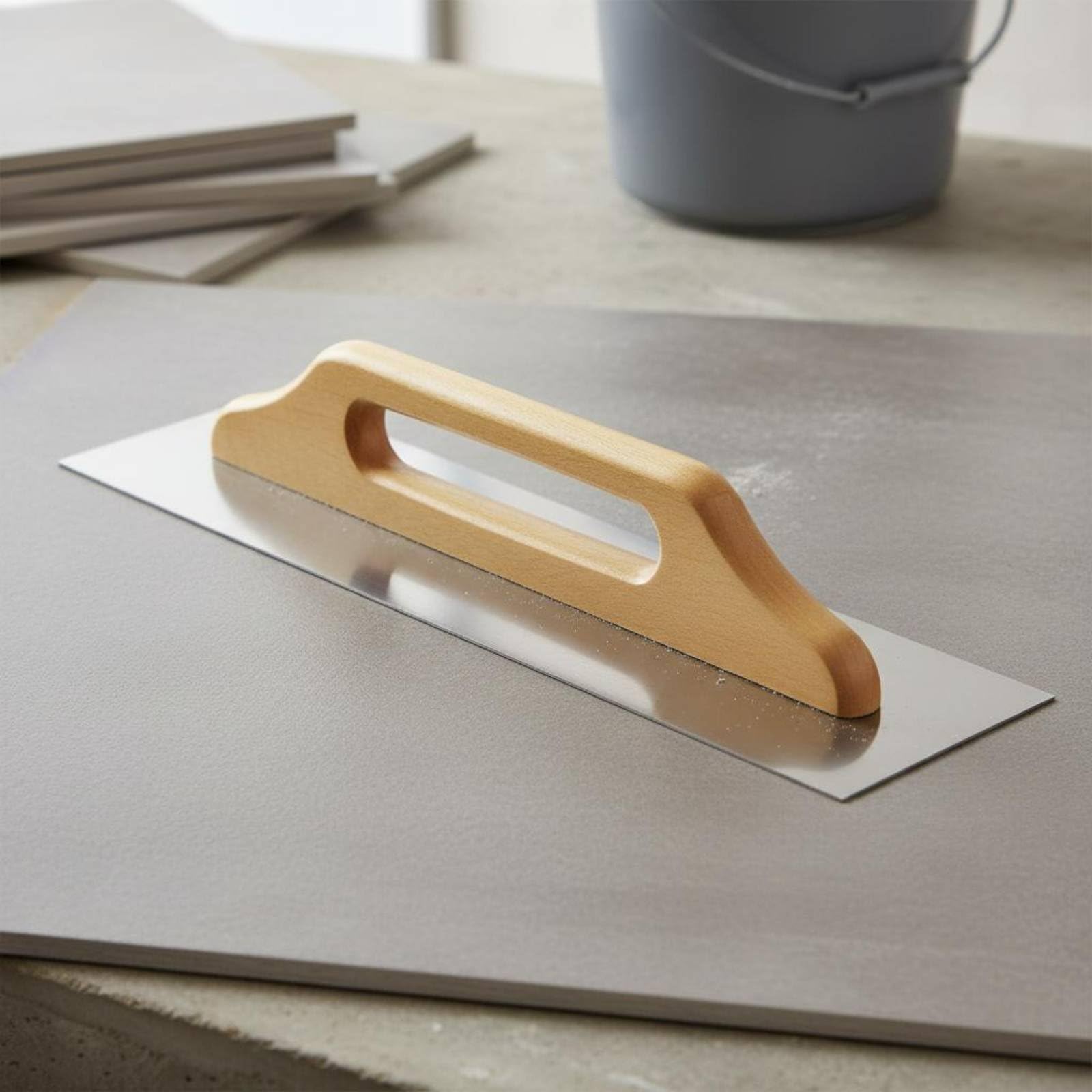 predolo Frattone Dentato Acciaio Al Carbonio Cazzuola Dentata Impugnatura Confortevole Spatola per Colla per Piastrelle Piastrellisti, 60CM, Senza Denti