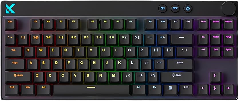 MCHOSE Mix 87 Magnetic Switch Rapid Trigger Gaming Keyboard,Hall Effect Hyper-Fast Adjustable Actuation Wired TKL Keyboard with Smart RT Mode, Knob, RGB Translucent Keycaps for PC Gamer Black