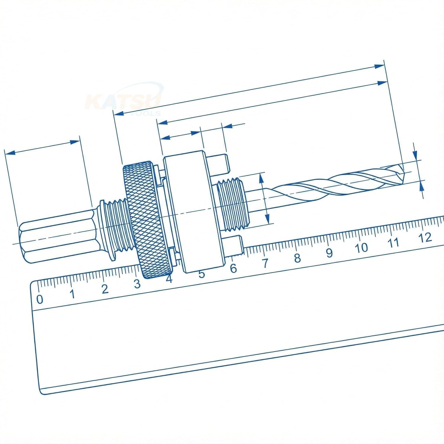 KATSU Set di Alberi per Seghe a Tazza 2 Pezzi A2 + A4, Adatto di Dimensioni 16-152mm (5/8"-6") di Diametro per Sega a Tazza, HSS Esagonale in Metallo con Punte per Seghe a Tazza Adattatore 122297