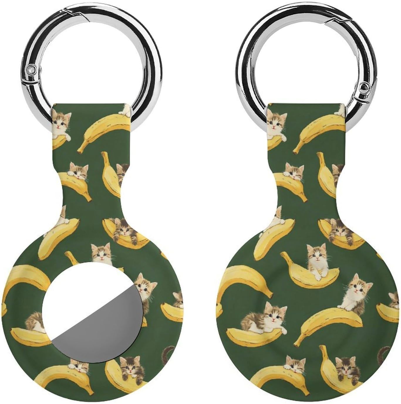 Cats Bananas Funny Funny Cover Compatible with AirTag Case Protector GPS Tracker Holder with Keychain