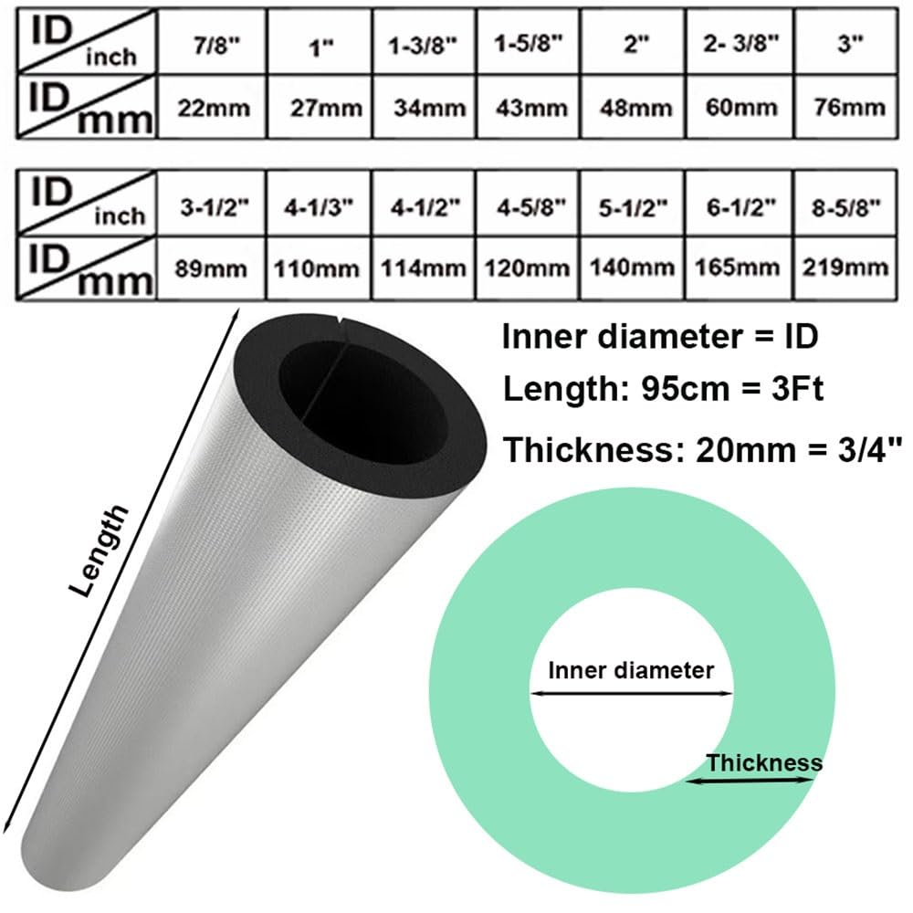 Schaumstoff Rohrisolierung Selbstklebend - Verschiedene Größen Verfügbar