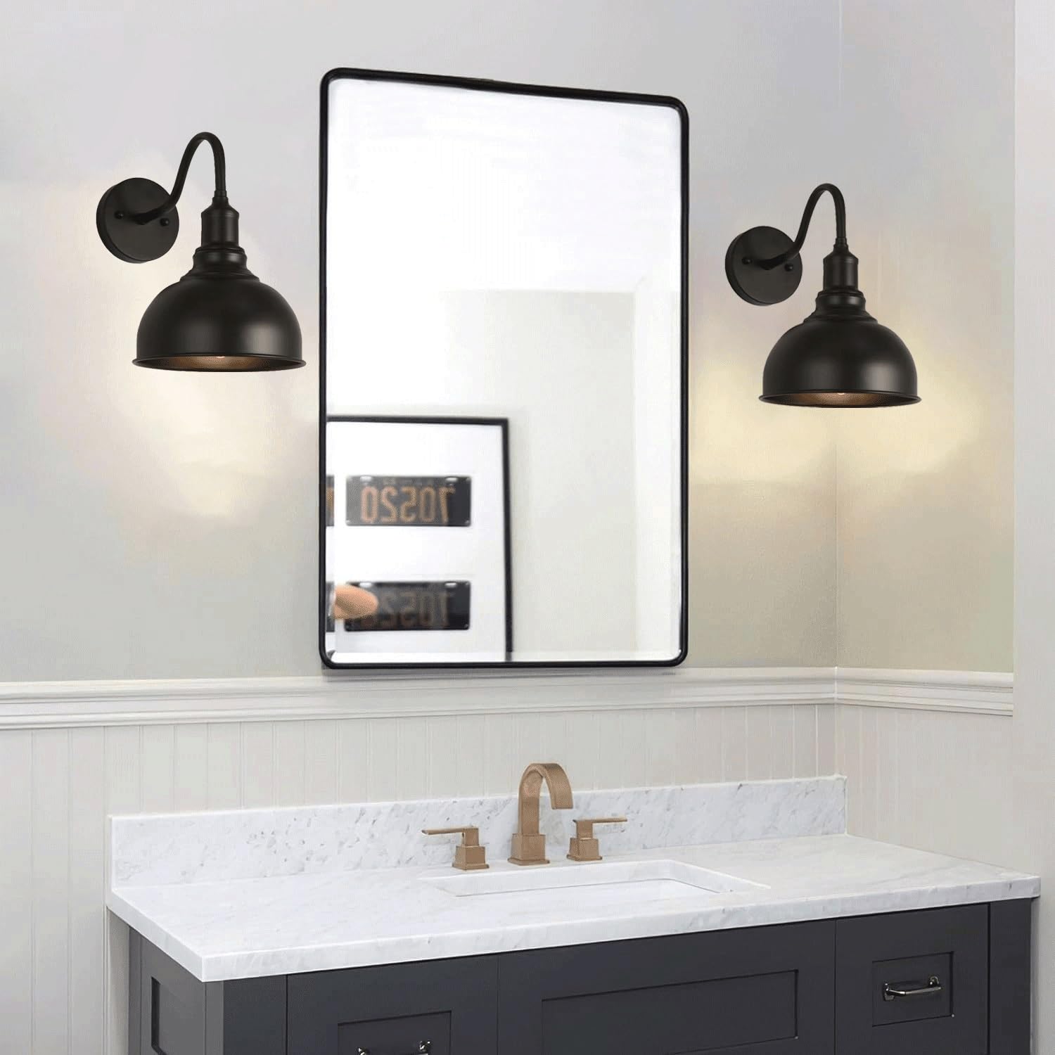 Applique da Parete Nere a Batteria/Set di 2 luci Ricaricabili con Telecomando, Lampadina dimmerabile e programmabile, Applique Ricaricabile Senza Cablaggio Fisso per Bagno e soggio