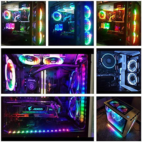 LEDdess Rainbow LED Case Fan with Controller for CPU Cooler, Water Cooling System and Radiators(2pcs RGB Fans, 2pcs led Strips, 4th Gen Remote Control, A Series) - Thumbnail 2
