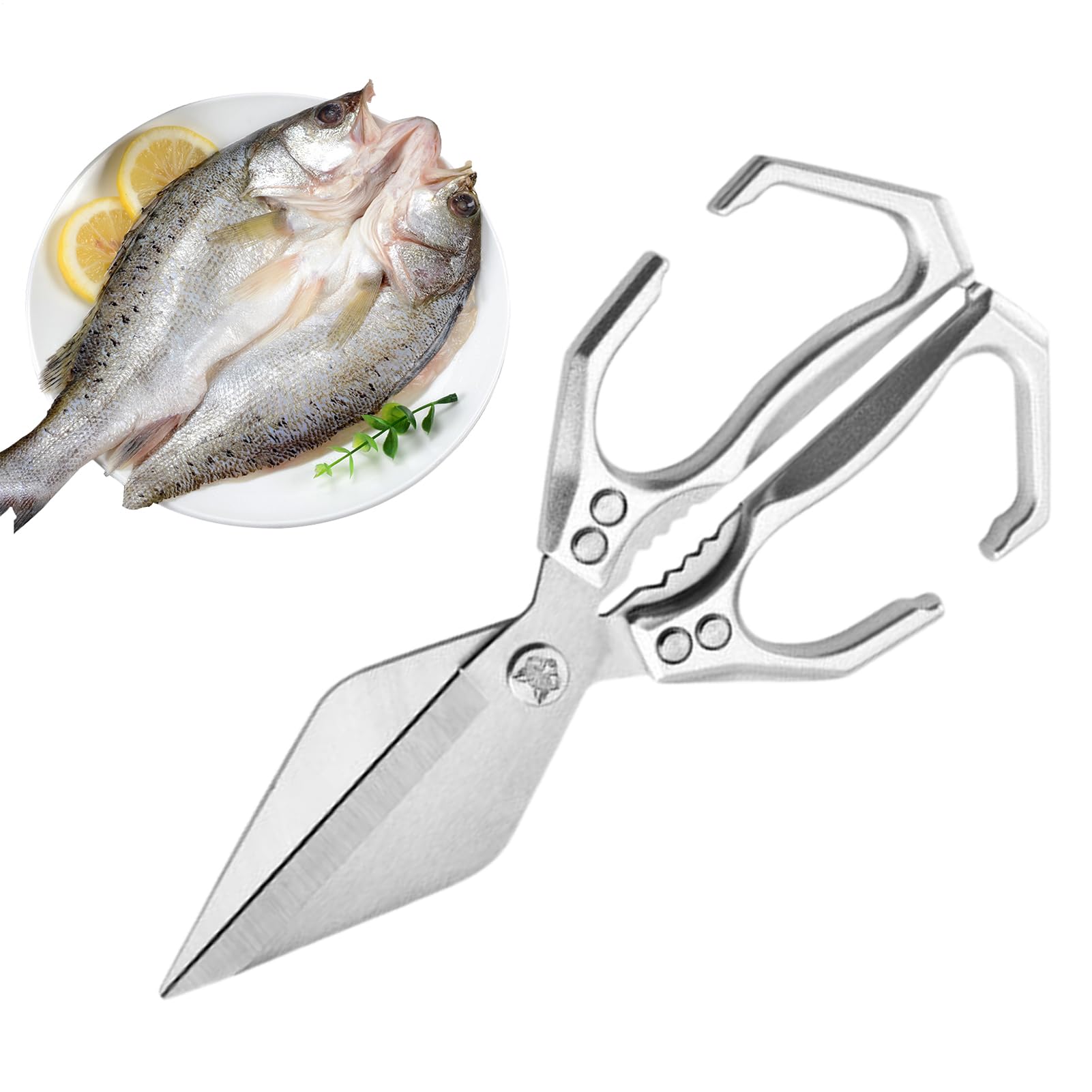 Tijeras de cocina para alimentos y preparación de aves en acero inoxidable utilitario