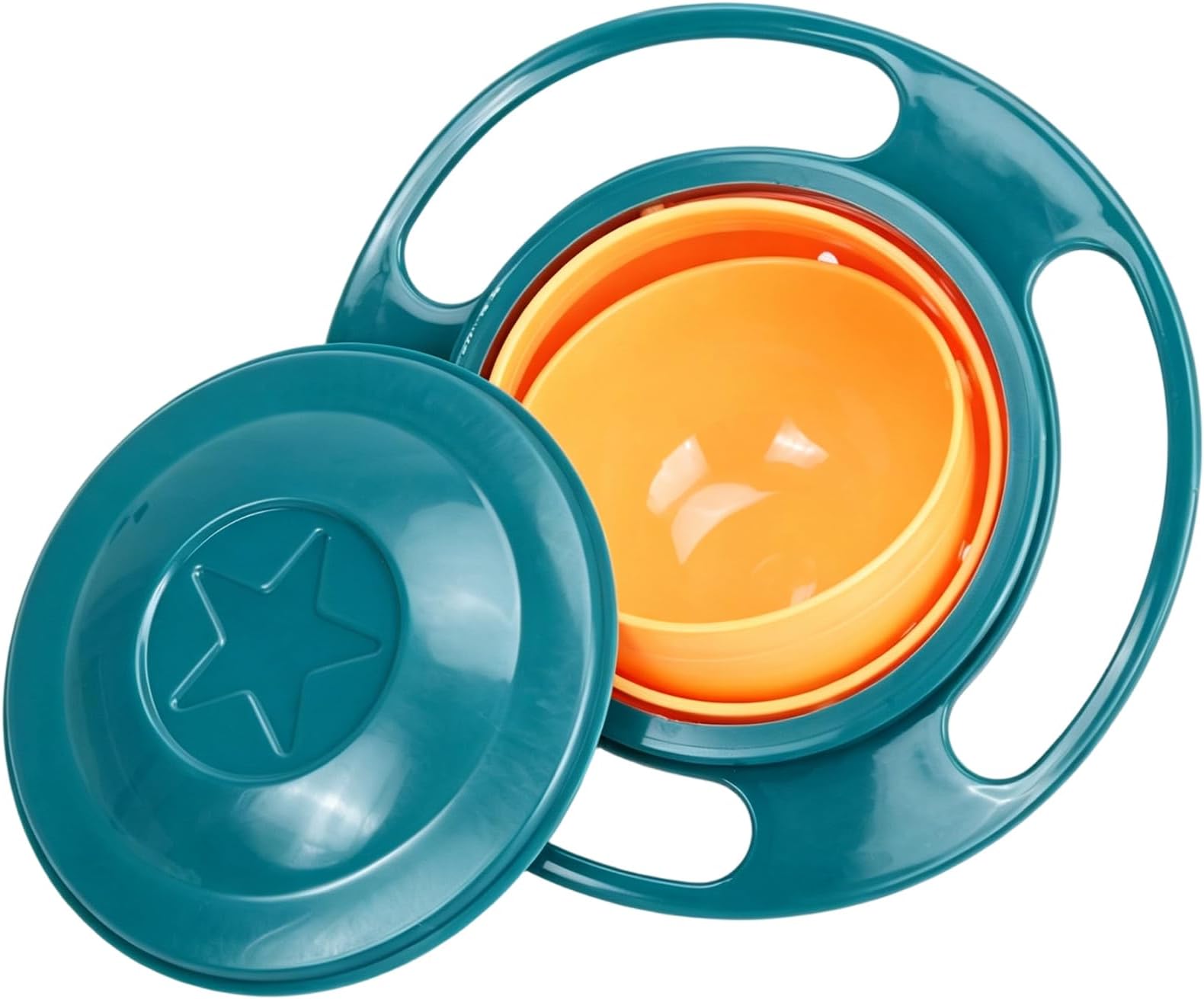 UFO-Shaped Baby Bowl, Overturn Gyro Bowl 360-Degree Rotation Training Bowl Resistant to Spill