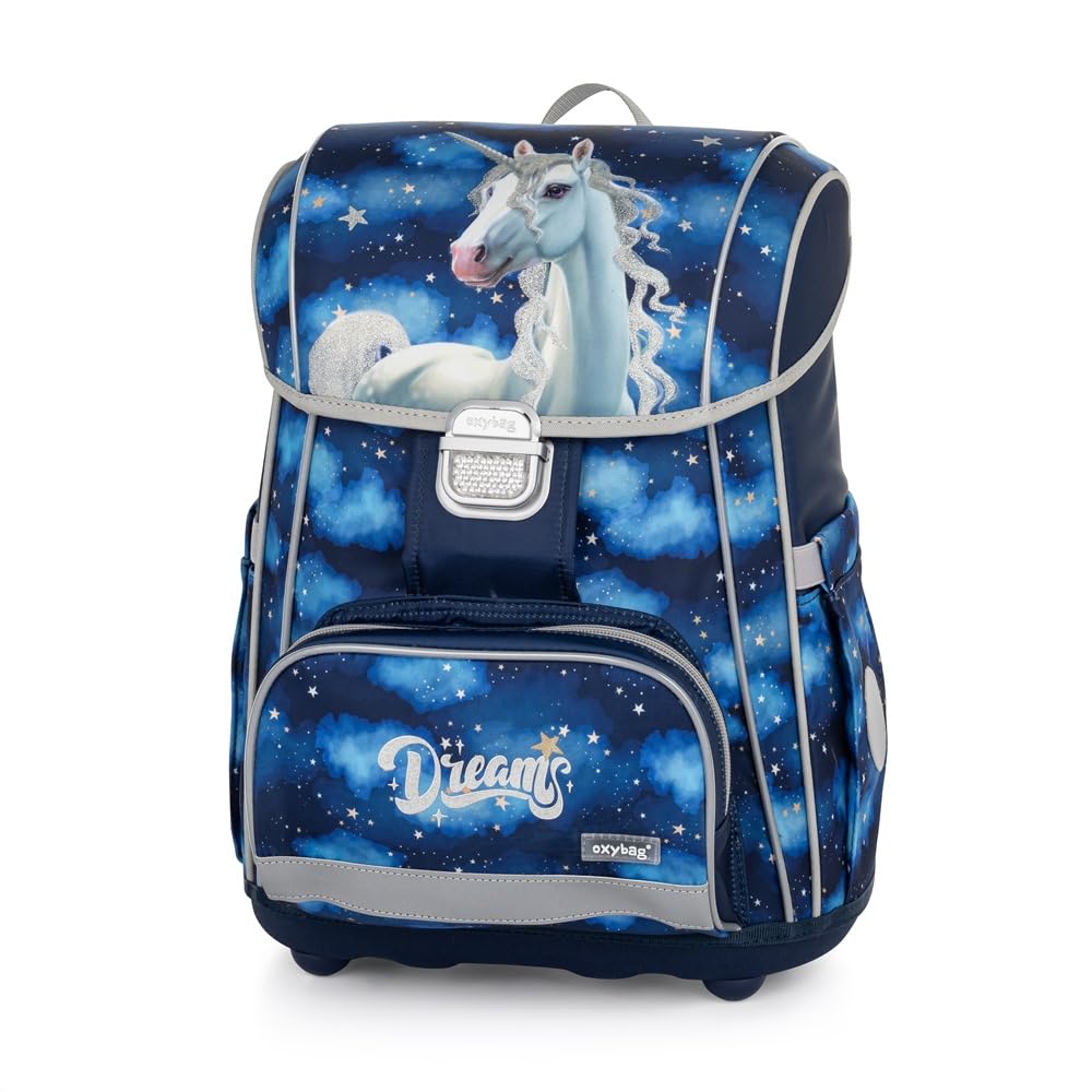 OB PREMIUM Einhorn Girls Dream - Unicorn - Pferd Schulranzen-Set 9tlg. mit Sporttasche, Schultüte, Brustbeutel, Brotdose und Trinkflasche - Heftbox A4 Gratis