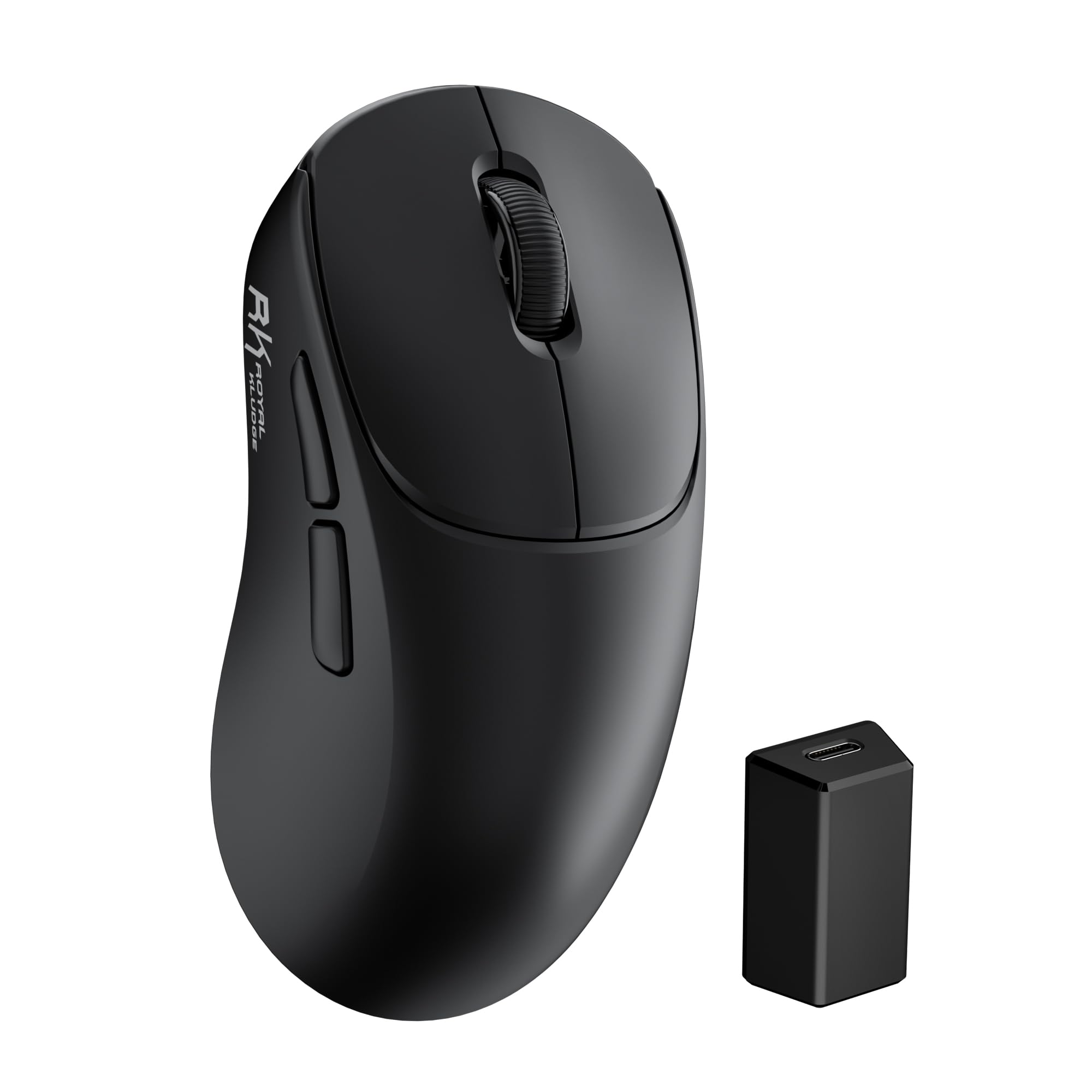 RK ROYAL KLUDGE MG5 8K bezprzewodowa mysz gier, czujnik PAW3950 42K DPI, lekka 54g, ergonomiczna, podwójna częstotliwość próbkowania 8kHz,2,4G/BT/USB-C, 100M kliknięć, kompatybilność systemami Win/Mac