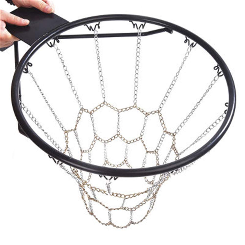 Basketballnetz mit Stahlkette, 12 Verschlussreifen, zweifarbiges Metall, Basketballnetz