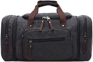Expandable Canvas Holdall Bag for Men, AIZBO Travel Bag 55L Suitcase Large Duffel Bag for Men with Multi-Pockets, Overnight Weekend Bag Men, Unisex Holdall Travel Duffle Bag, Weekender Bag for Women
