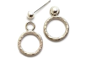 Sterling Silver Ear Jacket Hoops 0.5" Front Back Two Sided Stud Earrings...
