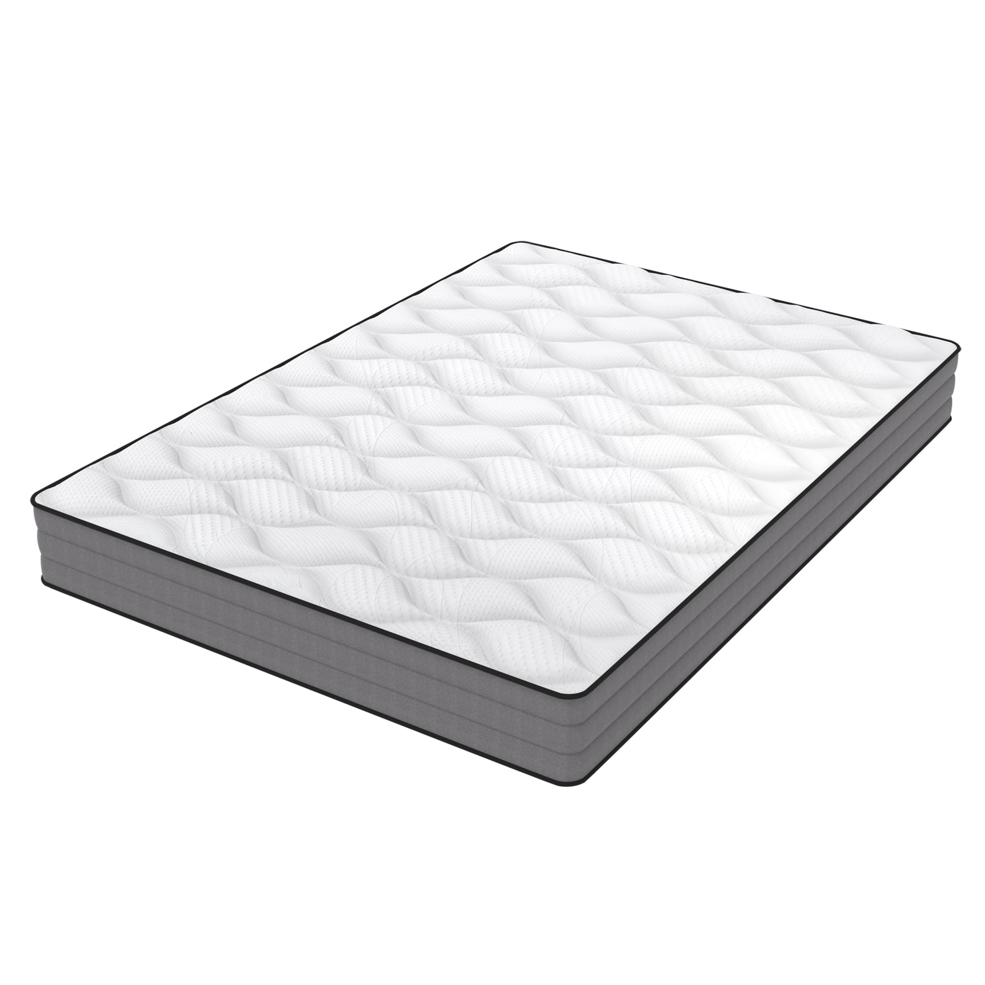 Colchón de 140 x 200 cm, colchón de muelles ensacados H3 – 20 cm de altura, 1000 muelles, ergonomía de 7 zonas, funda de lyocell, certificado Oeko-Tex, color blanco y gris