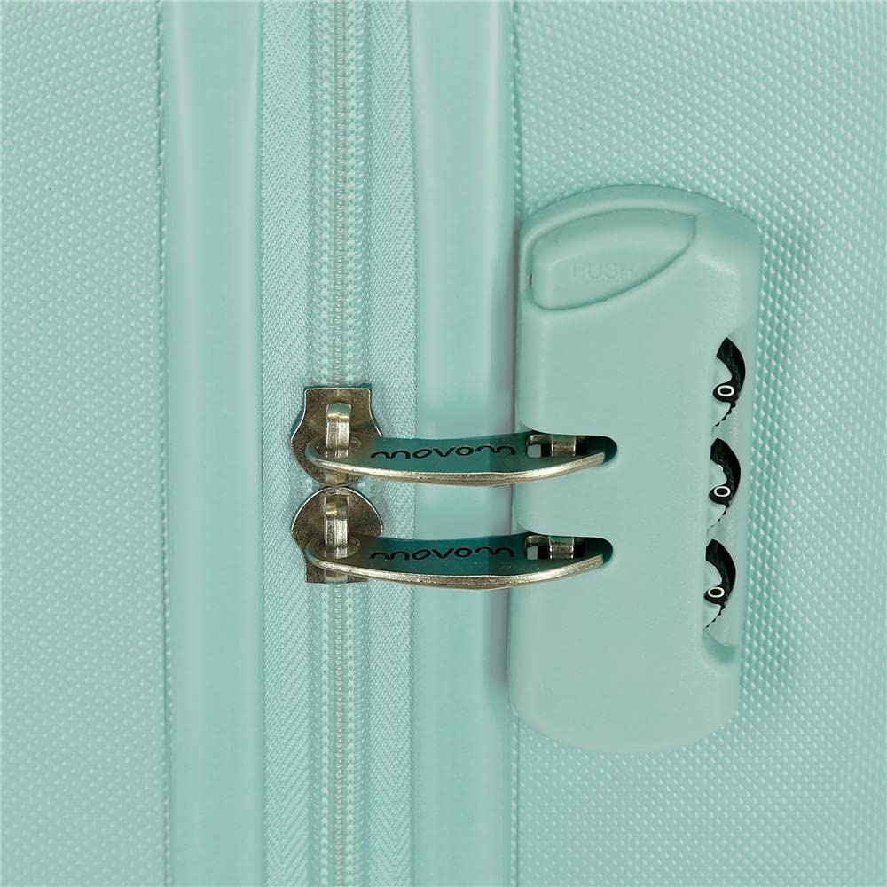 Movom Riga Maleta de Cabina Verde 40x55x20 cms Rígida ABS Cierre combinación 37L 2,8Kgs 4 Ruedas Dobles Equipaje de Mano