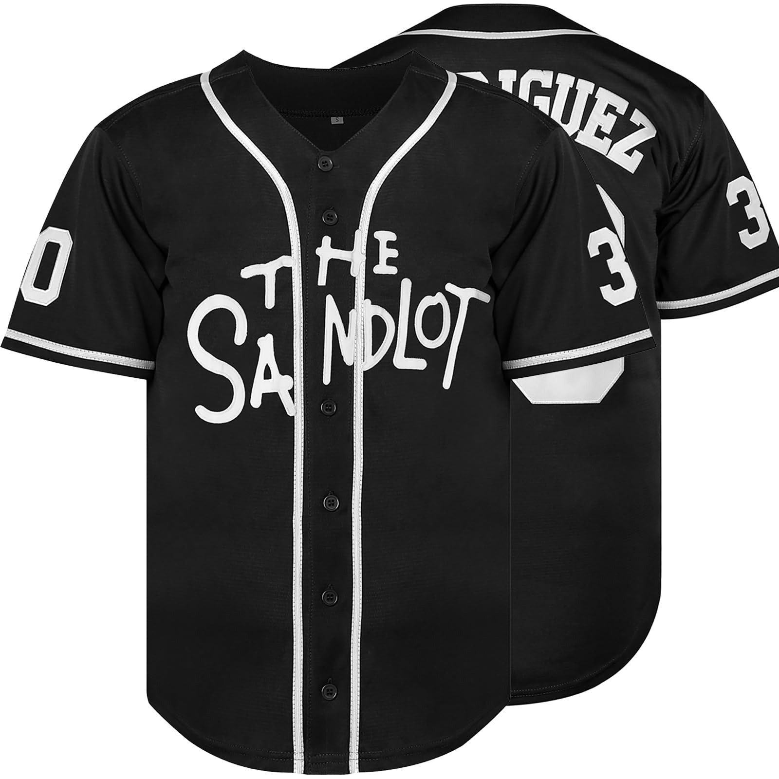 The Sandlot Benny The Jet Rodriguez Michael Squints Palledorous Alan Yeah-Yeah McClennan Bel Air 3D Print Baseball Jersey (Small, 30-Black)