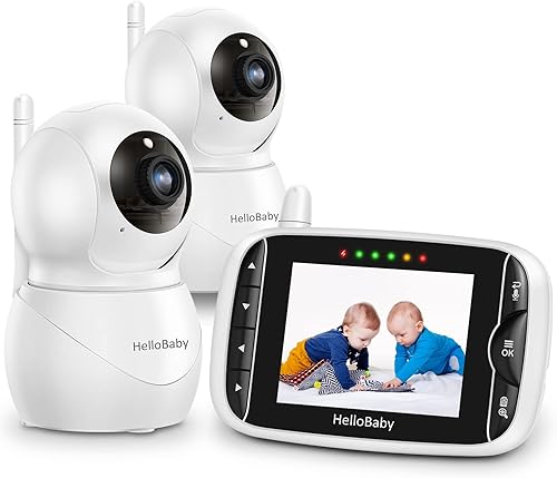 HelloBaby Monitor con cámara y audio, pantalla IPS pantalla LCD Video Monitor de bebé sin visión nocturna infrarroja WiFi, canción de cuna de