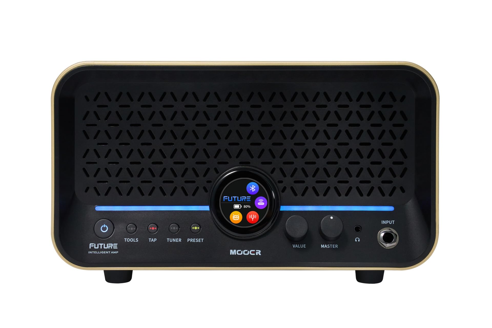 Mooer F15i Li – Multi Effects & Modeling Guitar Combo, 15 Watt, con batteria – Imperial Gold