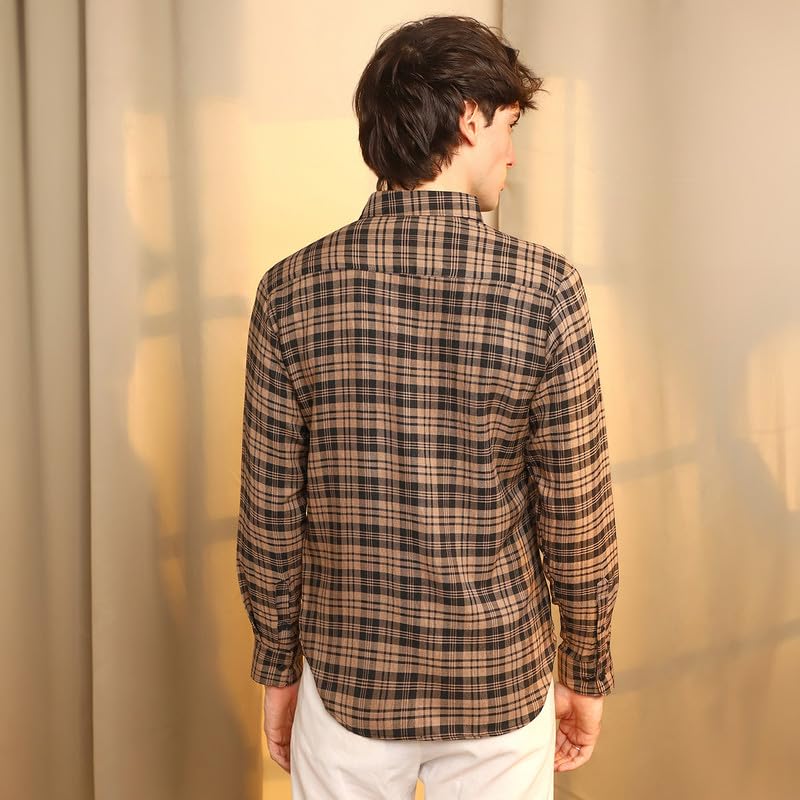 Image of CAHOOT Men's Gingham Shirt | Casual Wear | Spread Collar | Long Sleeve | Button Closure | Shirt Crafted with Comfort Fit for Everyday Wear