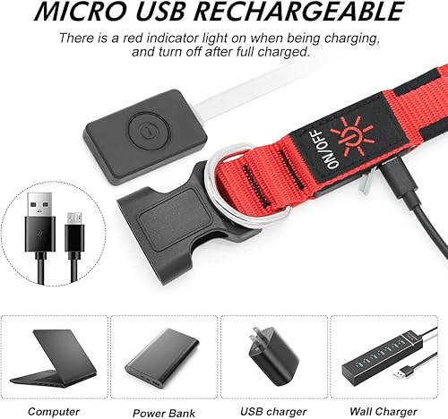 Miniatura 2 de BSEEN Collar para perro con luz LED, recargable, collares reflectantes resistentes al agua para cachorros, con luces navideñas que brillan en la