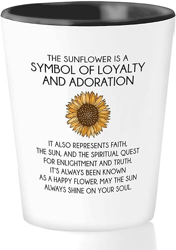 FLairy Land Vaso de chupito de afirmación diaria de 1.5 onzas Adoración de girasol Regalo divertido para recordatorio, compañero de trabajo,