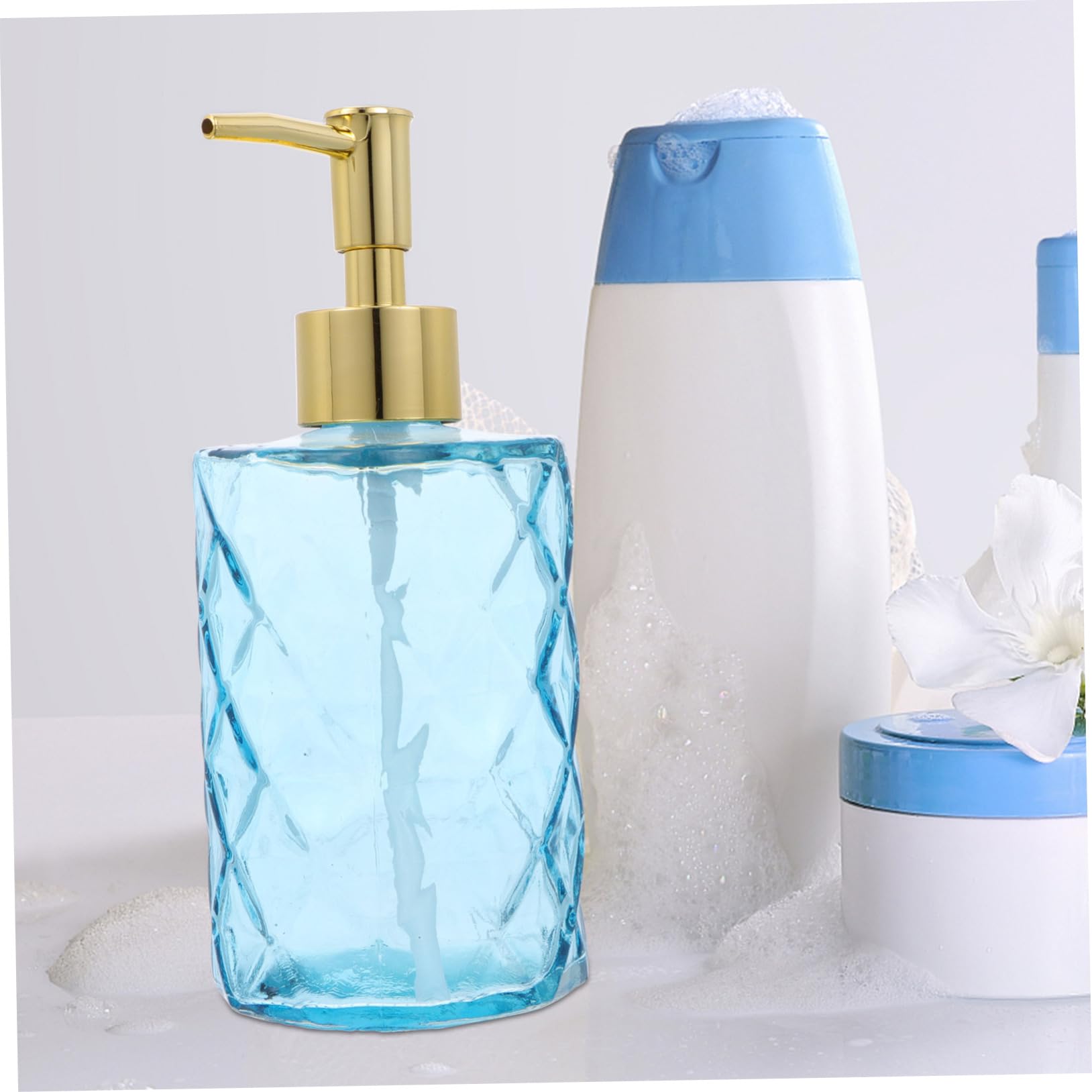 3piezas Botellas De Vidrio con Pulsador Botella Dispensadora De Gel De Ducha Vacía para Baño Sala De Estar