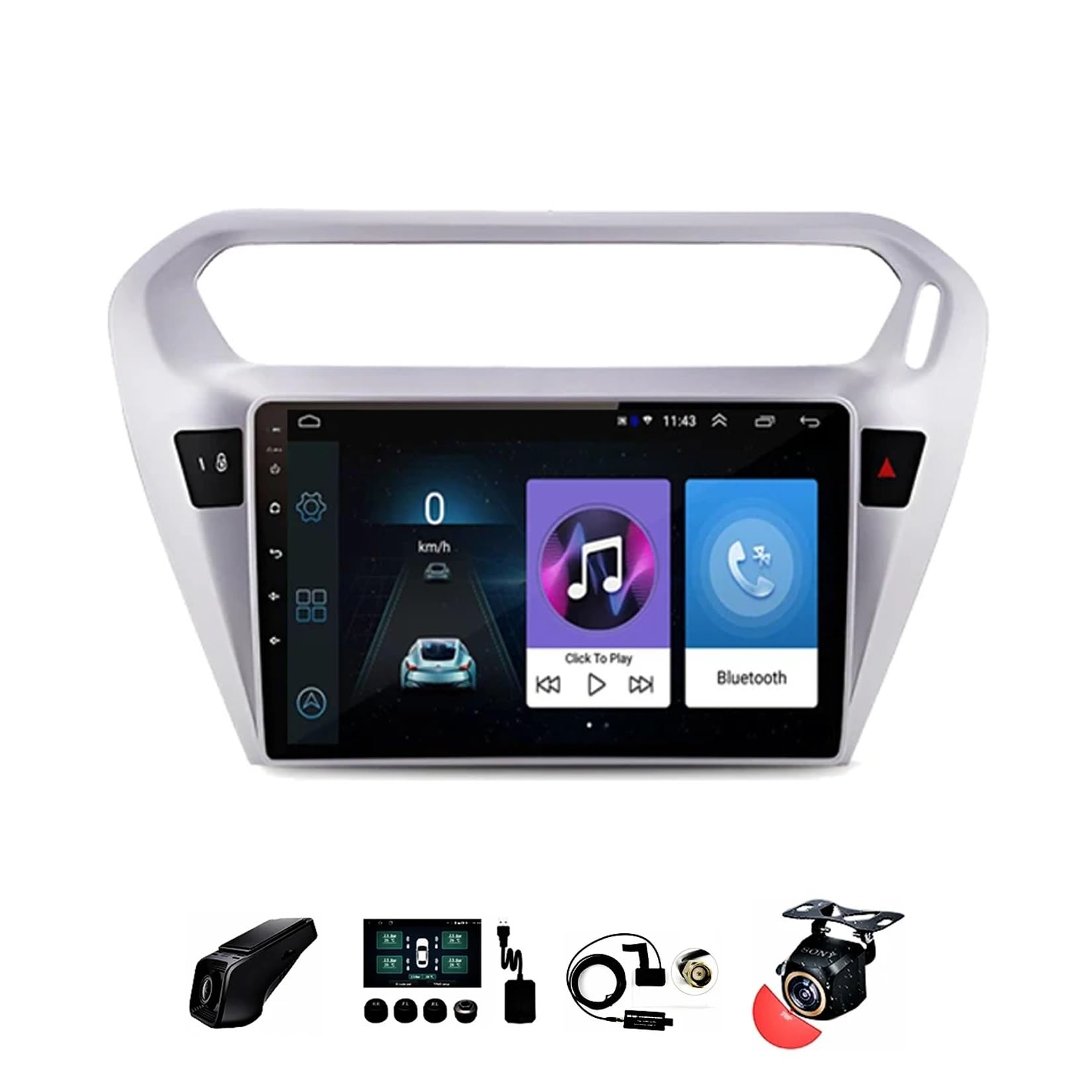 9 Cali Podwójny Din Android 12 Radio samochodowe,dla Peugeot 301 Citroen Elysee 2014 - 2016 ,z Car Play Tylna Kamera Kierownicy Bluetooth GPS FM Radio WIFI AM USB ( Kolor : A, Size : Y90