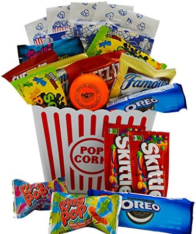 Ultimate Movie Night Gift Bundle Care Package, Easter Basket, Christmas with Popcorn, Candy, Cookies Plus Snack Better Stress Ball for Entire Family!
