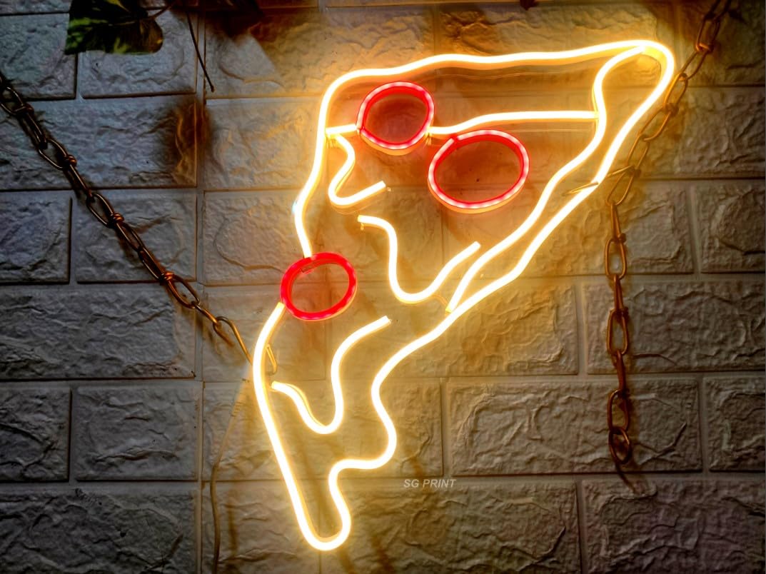 SG PRINT PIZZA SLICE LED Neon Signs Light LED Art Decorative Sign - For Wall Decor, Home Restaurants, Wedding Birthday Party Decor, Bar Decor, Mini Bar, Cafe(12 x 18) Warm white, Red-image-48