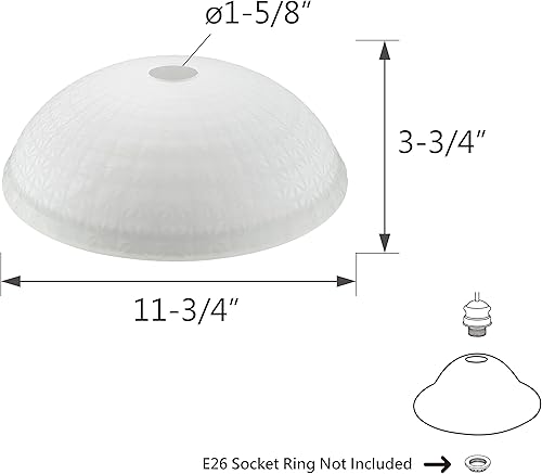 Miniatura 3 de Aspen Creative 25304-76-1, pantalla de vidrio esmerilado con patrón de diamante para lámpara de antorcha de enchufe de base media, lámpara y