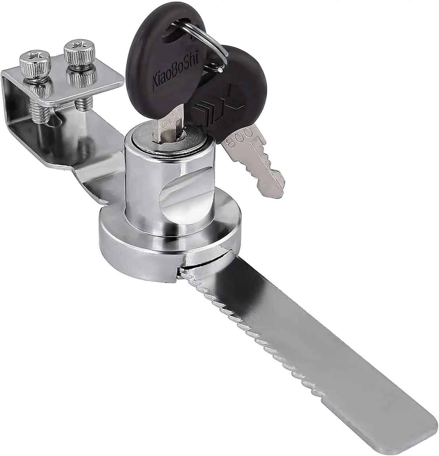 4Pcs Sliding Glass Door Lock Display Case Lock Ratchet Lock with Chrome Finish, Security, Keyed Alike Showcase Display(Universal key)